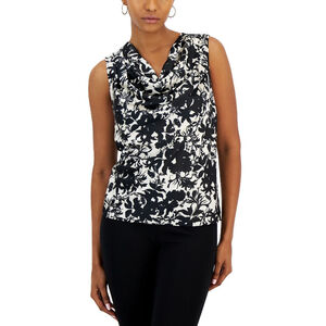 INC International Concepts Small Floral Printed Cowlneck Sleeveless Top NWT